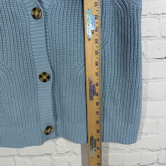 Chunky Cable Knit Sweater Knit Women Large Blue Button Up Preppy Academia - Picture 7 of 8